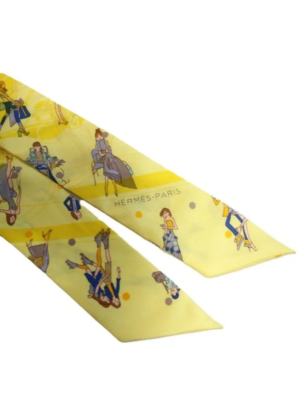 Hermes Twilly Exlibris Parisienne Silk Yellow Scarf - Picture 4 of 10